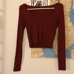 Topshop Long Sleeve Crop Top